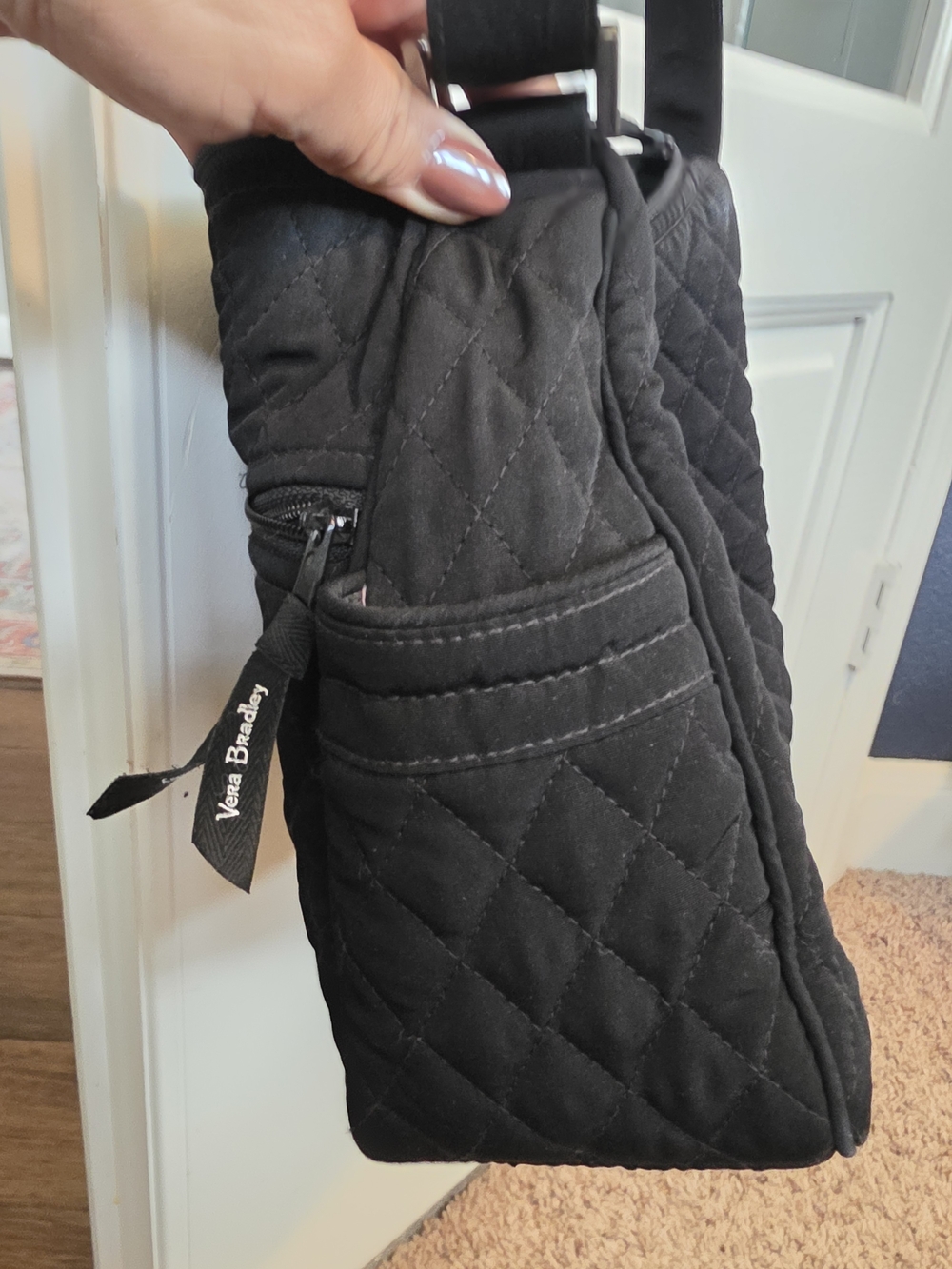 Vera Bradley On The Go Black Quilted Crossbody Shoulder Bag - Picture 4 of 7